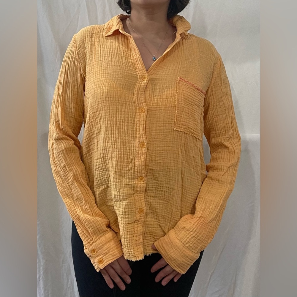 Vintage Textured Oversized Button Down Blouse / SZ S